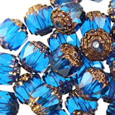 8mm  Barrel Goldtipped - Blue Aqua