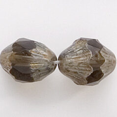 Bead, Travertine Czech firepolish, 13mm faceted, BLACK DIAMOND