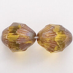 Bead, Travertine Czech firepolish, 13mm faceted, JONQUIL YELLOW