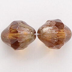 Bead, Travertine Czech firepolish, 13mm faceted, LIGHT TOPAZ