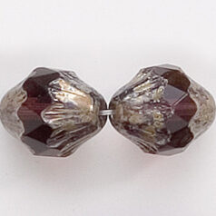 Bead, Travertine Czech firepolish, 13mm faceted, AMETHYST