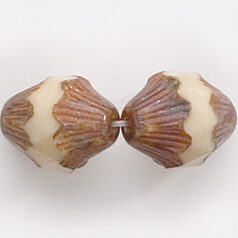 Bead, Travertine Czech firepolish, 13mm faceted, OPAQUE IVORY