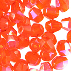 Beads, Czech Firepolish, 4mm Bicone, Light Orange AB