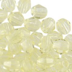 Beads, Czech Firepolish, 4mm Bicone, Light Jonquil