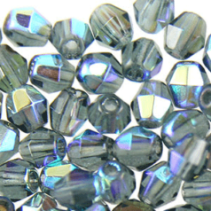 Beads, Czech Firepolish, 4mm Bicone, AB Montana