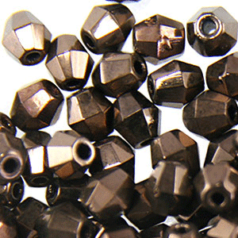 Beads, Czech Firepolish, 4mm Bicone, LUSTRE Bronze