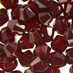 Beads, Czech Firepolish, 5mm Bicone, Garnet