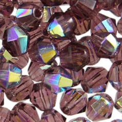 Beads, Czech Firepolish, 5mm Bicone, Amethyst AB