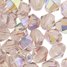 Beads, Czech Firepolish, 5mm Bicone, Light Amethyst AB