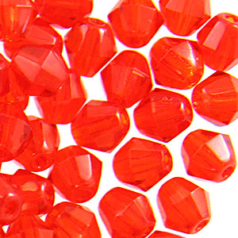 Beads, Czech Firepolish, 6mm Bicone, Dark Orange