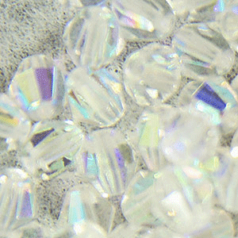 Beads, Czech Firepolish, 6mm Bicone, Crystal AB