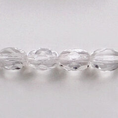 Bead, Czech firepolish, 7x5mm faceted oval, CRYSTAL