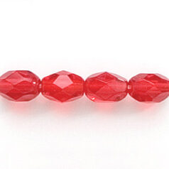 Bead, Czech firepolish, 7x5mm faceted oval, SIAM RUBY