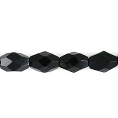 Bead, Czech firepolish, 7x5mm faceted oval, Black