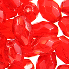 Bead, Czech firepolish, 7x5mm faceted oval, RUBY