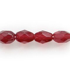 Bead, Czech firepolish, 7x5mm faceted oval, GARNET