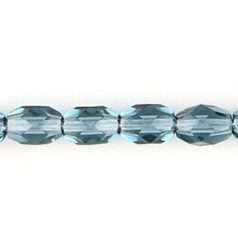 Bead, Czech firepolish, 7x5mm faceted oval, AQUA