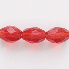Bead, Czech firepolish, 9x7mm faceted oval, SIAM RUBY