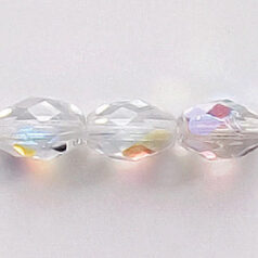 Bead, Czech firepolish, 9x7mm faceted oval AB, CRYSTAL
