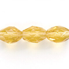 Bead, Czech firepolish, 9x7mm faceted oval, LIGHT TOPAZ