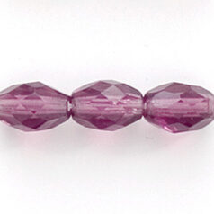 Bead, Czech firepolish, 9x7mm faceted oval, AMETHYST