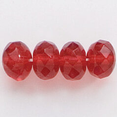 Bead, Czech firepolish, 9mm faceted rondelle, RUBY RED