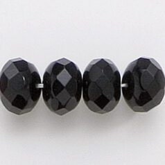 Bead, Czech firepolish, 9mm faceted rondelle, Black