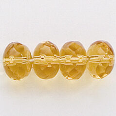 Bead, Czech firepolish, 9mm faceted rondelle, LIGHT TOPAZ