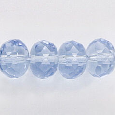 Bead, Czech firepolish, 9mm faceted rondelle, LIGHT SAPPHIRE