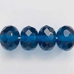 Bead, Czech firepolish, 9mm faceted rondelle, DEEP BLUE AQUA