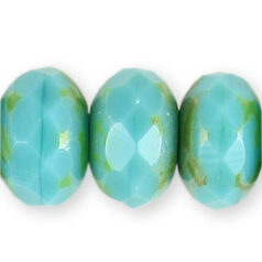 Bead, Czech firepolish, 9mm faceted rondelle