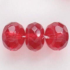 Bead, Czech firepolish, 14mm faceted rondelle, SIAM RUBY