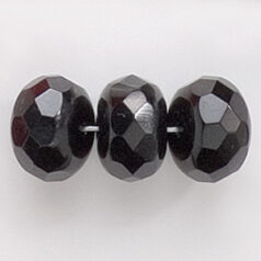 Bead, Czech firepolish, 14mm faceted rondelle, Black