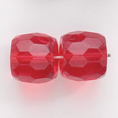 Bead, Czech firepolish, 12x14mm faceted barrel, RED