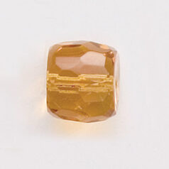 Bead, Czech firepolish, 12x14mm faceted barrel, LIGHT TOPAZ