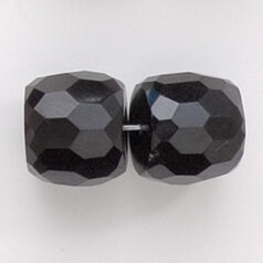 Bead, Czech firepolish, 12x14mm faceted barrel, Black