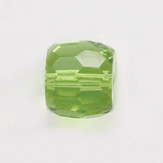 Bead, Czech firepolish, 12x14mm faceted barrel, LIGHT OLIVINE