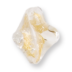 Bead, Preciosa Czech Handmade Lampwork Beads, 20x17mm Twist Goldfoil - Crystal