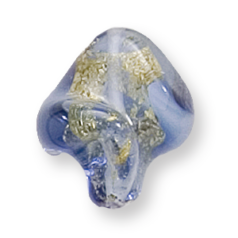 Bead, Preciosa Czech Handmade Lampwork Beads, 20x17mm Twist Goldfoil -Sapphire