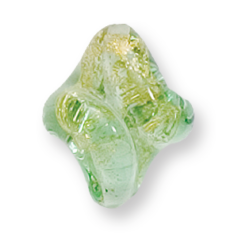 Bead, Preciosa Czech Handmade Lampwork Beads, 20x17mm Twist Goldfoil -Peridot
