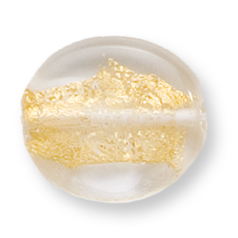 Bead, Preciosa Czech Handmade Lampwork Beads, 20x12mm Flat Oval Goldfoil - Crystal