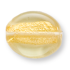 Bead, Preciosa Czech Handmade Lampwork Beads, 20x12mm Flat Oval Goldfoil - Lt Topaz