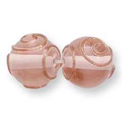 Bead, Preciosa Czech Handmade Lampwork Beads, 12mm Round Gold Spiral - Rosaline