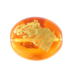 Bead, Preciosa Czech Handmade Lampwork Beads, 22x18mm Flat Oval w/Goldfoil - Topaz