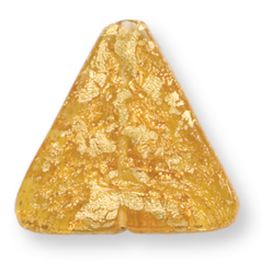 Bead, Preciosa Czech Handmade Lampwork Beads, 35x33mm Triangle Goldfoil Trans. - Lt. Topaz