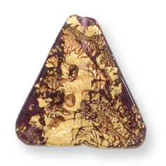 Bead, Preciosa Czech Handmade Lampwork Beads, 35x33mm Triangle Goldfoil Trans. - Amethyst