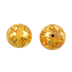Bead, Preciosa Czech Handmade Lampwork Beads, 12mm Round Goldfoil Outside - Lt Topaz