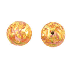 Bead, Preciosa Czech Handmade Lampwork Beads, 12mm Round Goldfoil Outside - Rosaline