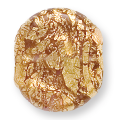 Bead, Preciosa Czech Handmade Lampwork Beads, 16mm Flat Oval Goldfoil Out - Lt Amethyst