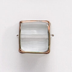 Bead, Preciosa Czech Handmade Lampwork Beads, 13mm Square w/Gold Edge - Crystal